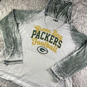 Green Bay Packers Shirt Womens 2XL White Hoodie Long Sleeve Sheer NFL Football
